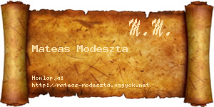 Mateas Modeszta névjegykártya